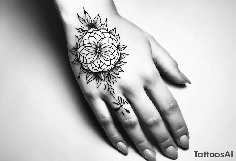 Tattoo on hand of a beautiful girl. Realistic image tattoo idea