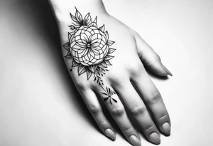 Tattoo on hand of a beautiful girl. Realistic image tattoo idea