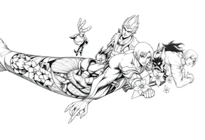 12 or more anime characters in their powerful form tattoo idea