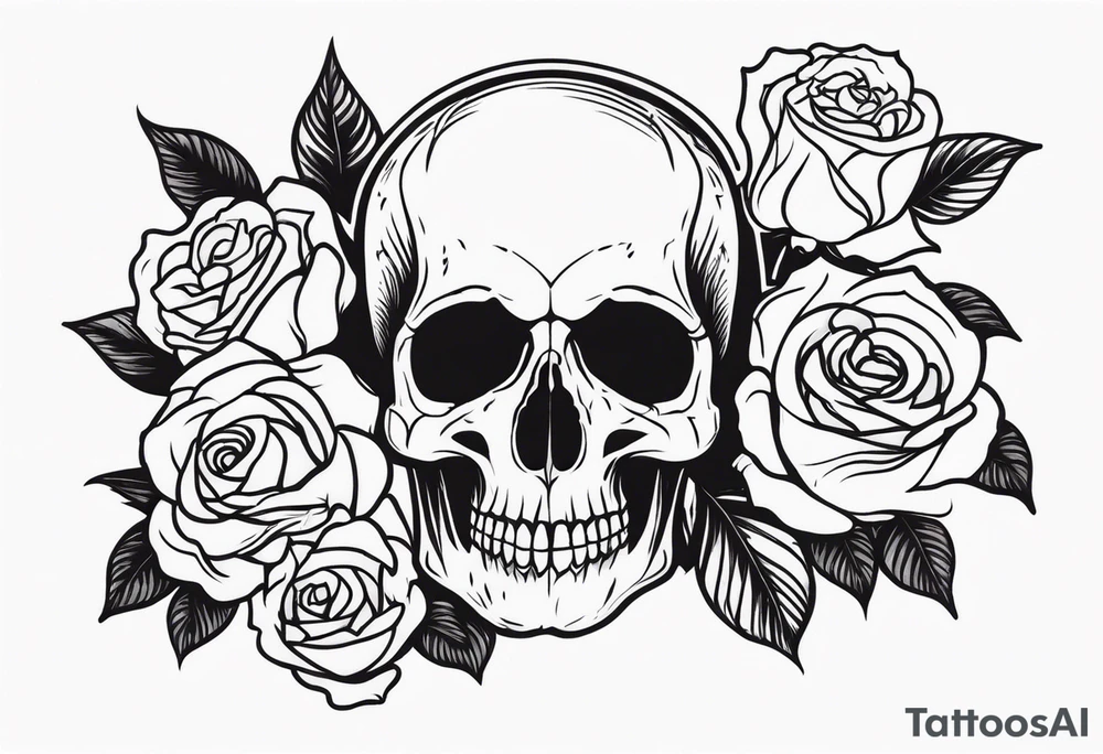 skull and roses tattoo idea
