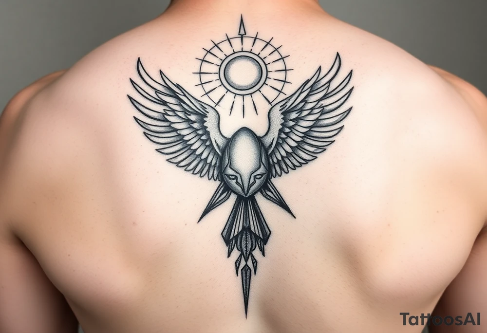 Assimetrical geometric design.hermann hesse demian. Abraxas bird, egg, sun. Wrist placement tattoo idea