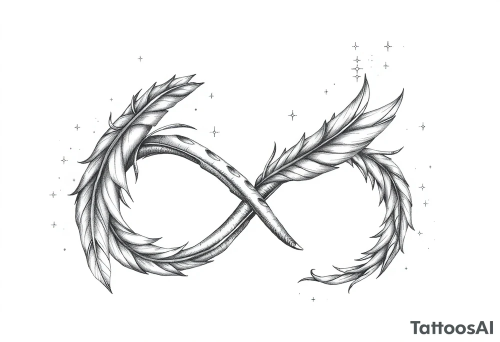 infinity symbol woven with floating feathers and stardust tattoo idea infinity symbol woven with floating feathers and stardust tattoo idea