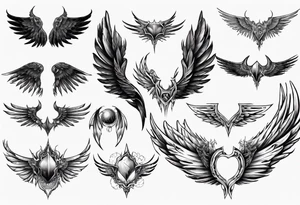 dark mystical wings tattoo idea