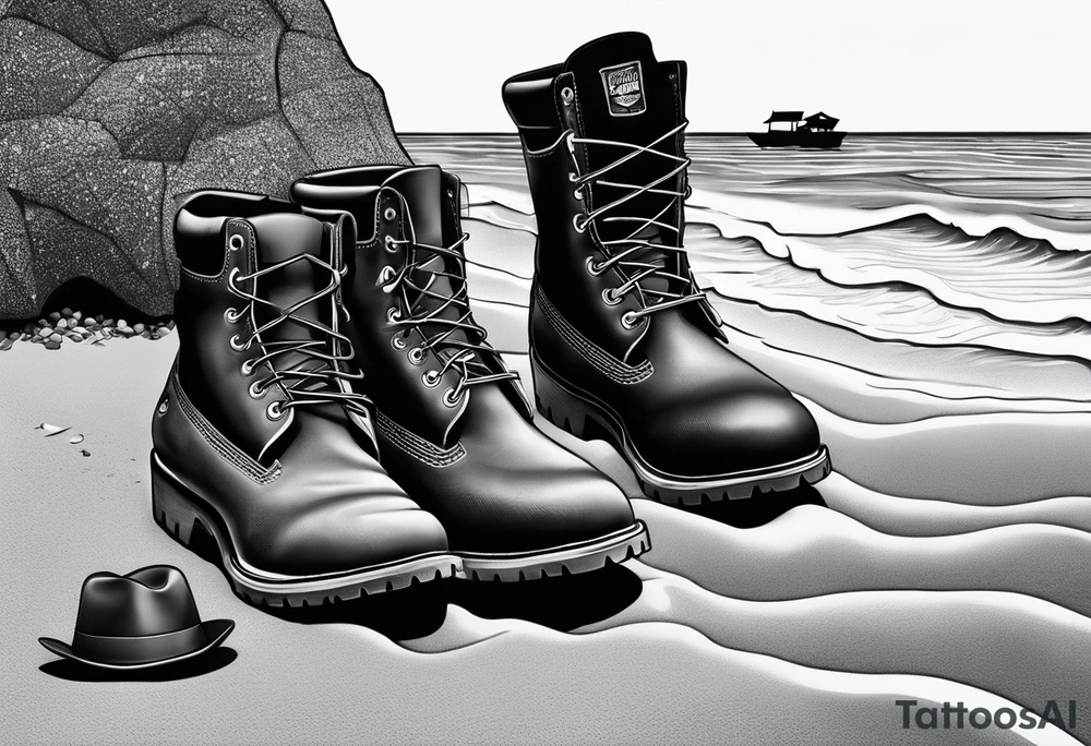 Keep it simple. A pair of timberland boots. two flip flops and a cowboyhat on the Beach. tattoo idea