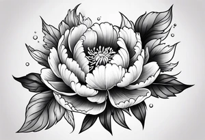 Japanese Floral peony water sleeve black and white tattoo idea