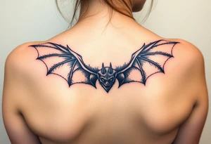 scary bat with scary wings sharp tattoo idea