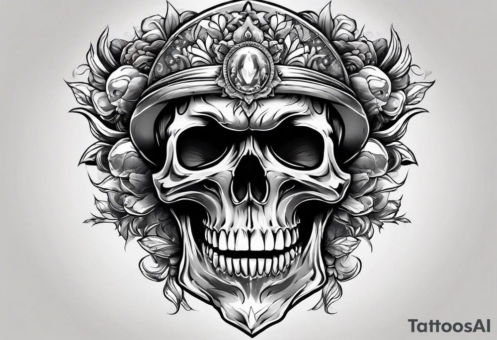 Skull with mouth open tattoo idea