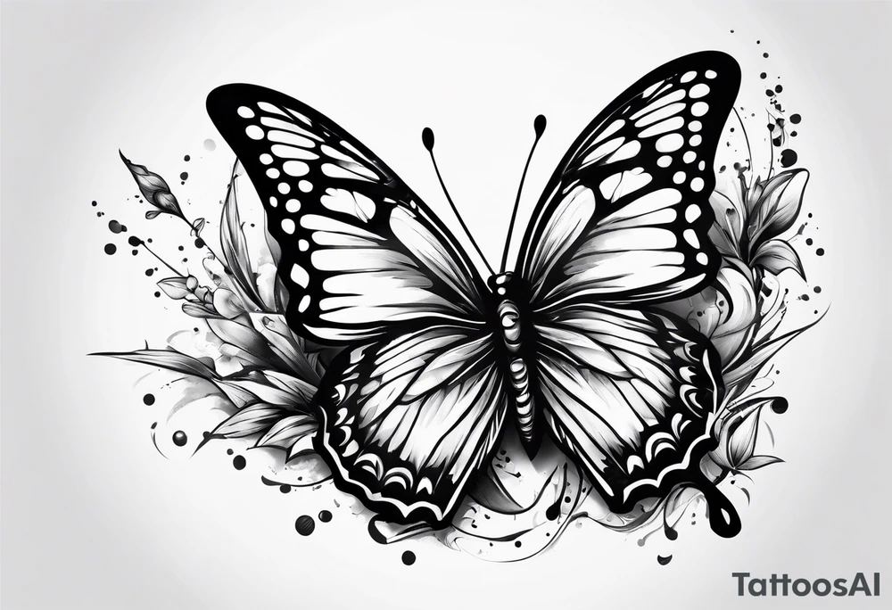 a butterfly with a knife tattoo idea