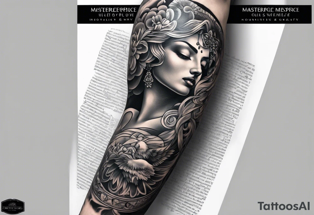 Arm sleeve with a Bible verse tattoo idea