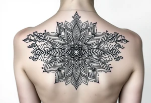 intricate mandala with sacred geometry and cosmic elements tattoo idea