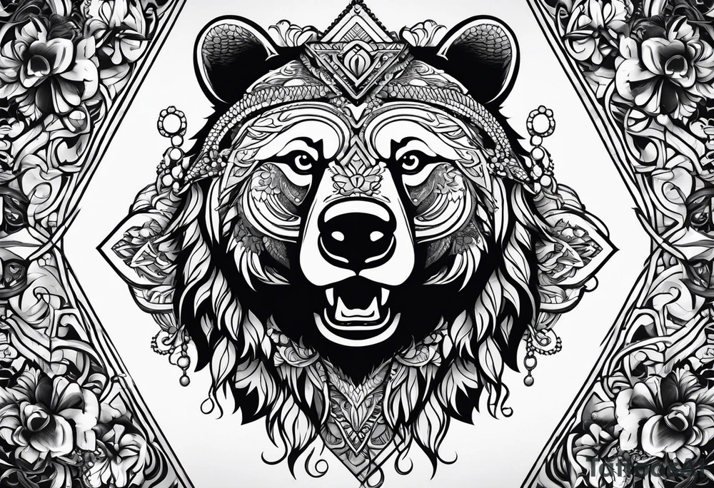 Bear face tattoo idea