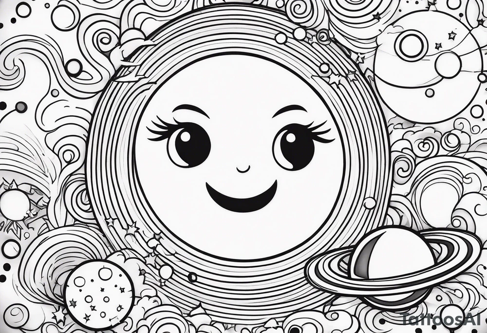 moon, stars, planets tattoo idea