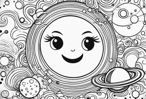 moon, stars, planets tattoo idea