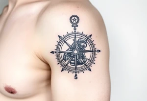 compass with scuba diver tattoo idea