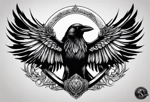 Crow holding sword tattoo idea