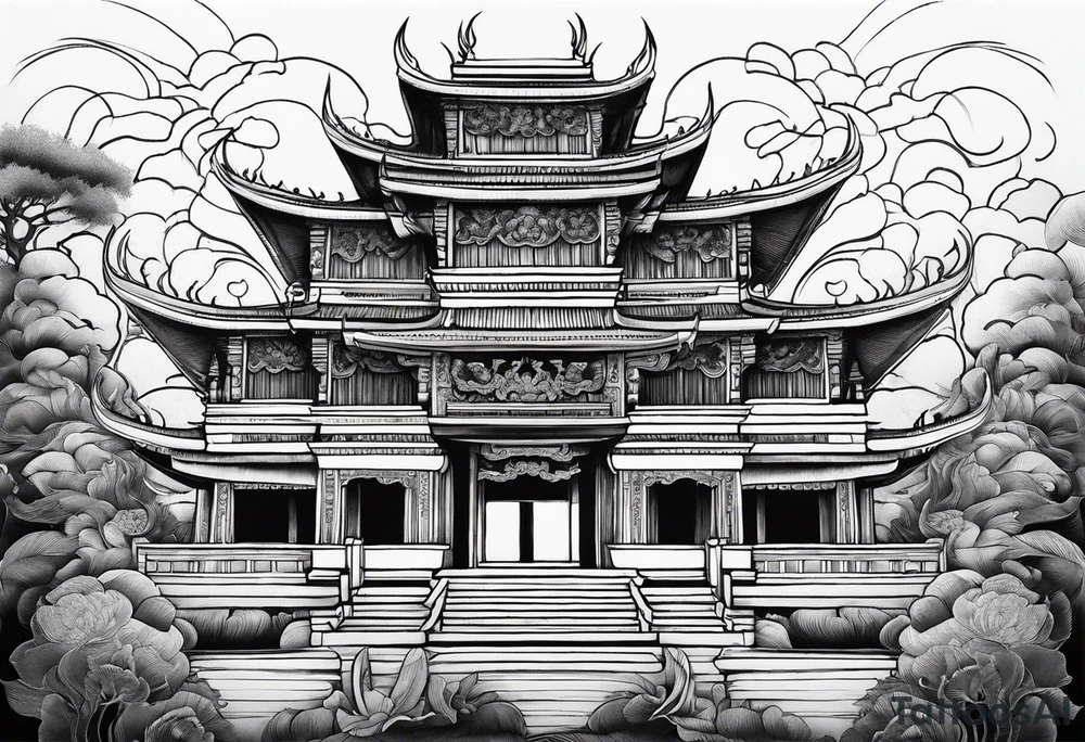 thai temple but minimalistic without any background tattoo idea