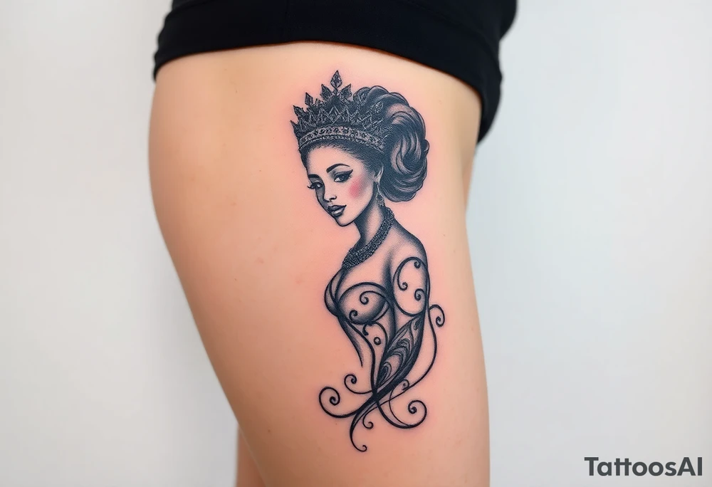 Queen with afro tattoo idea