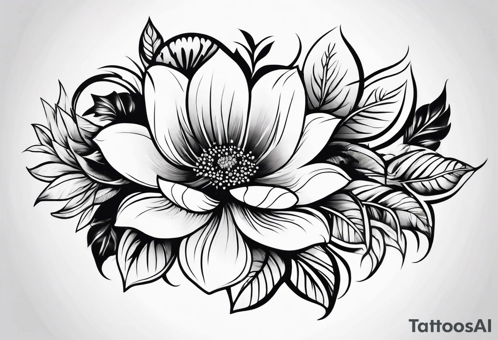 Silhouette flower armband tattoo idea