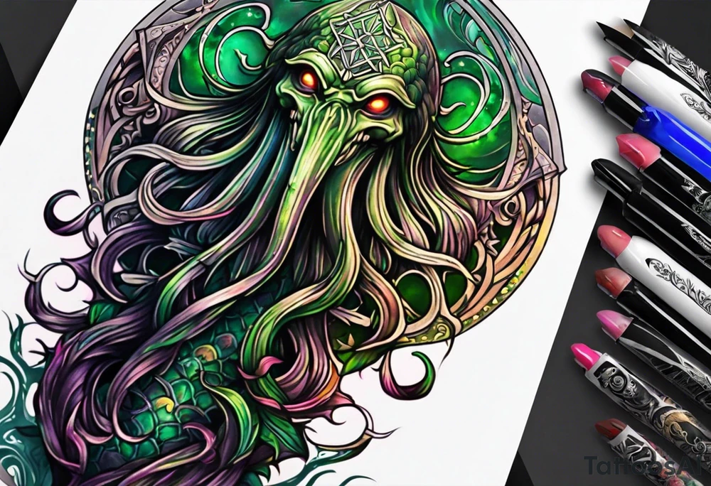 Cthulhu arm sleeve tattoo idea