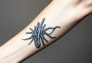 vertical System of thin pipes that transitions gradually from the end into thick, widespread veins of forearm tattoo idea