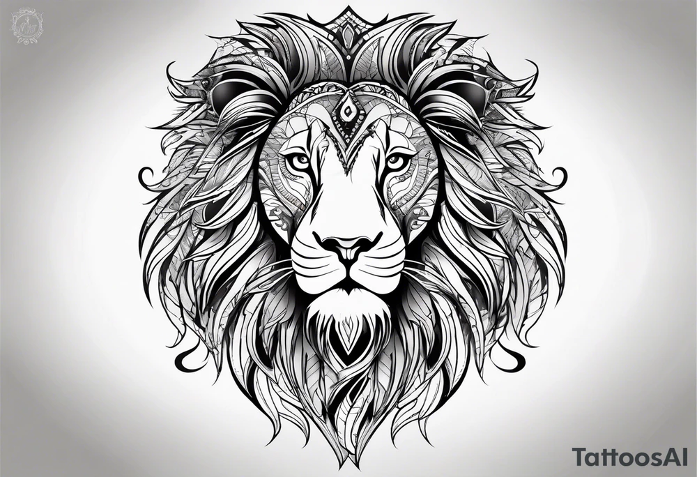 Lion in ornament tattoo idea
