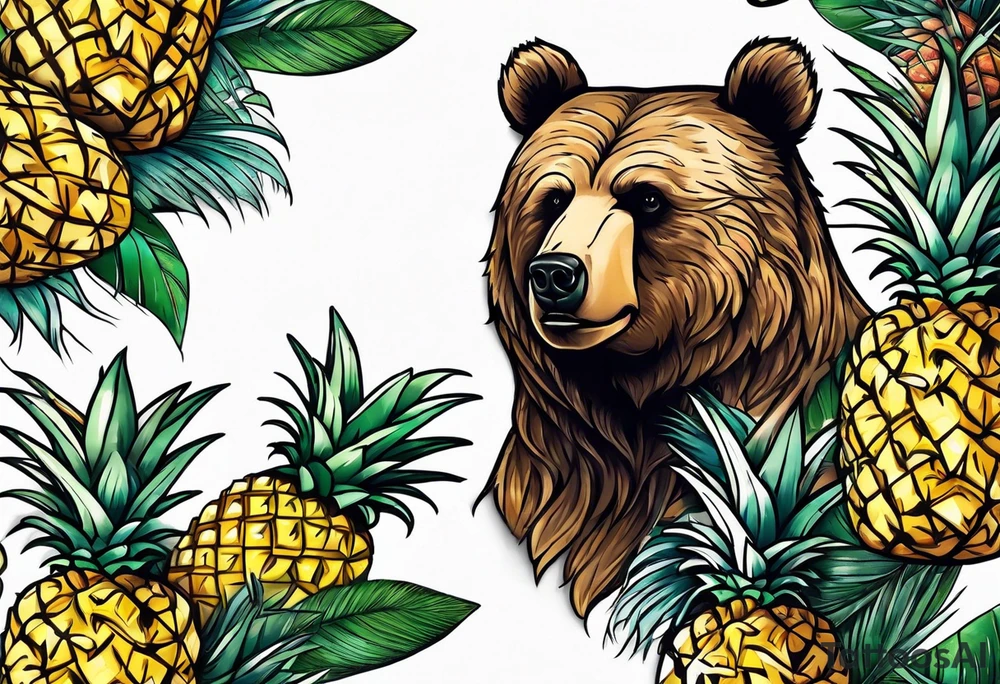 Bear loves pineapple tattoo idea
