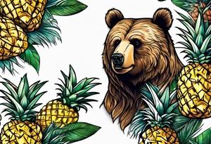 Bear loves pineapple tattoo idea