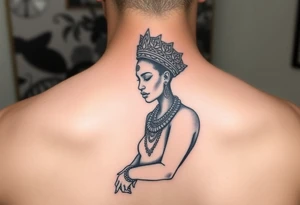 Nubian Queen in a garden tattoo idea