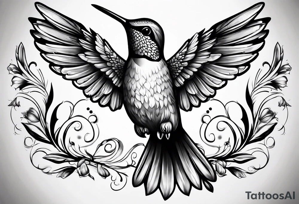 Hummingbird wings spread tattoo idea