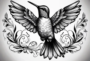 Hummingbird wings spread tattoo idea