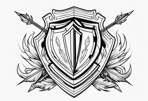 shield blocking flaming arrows tattoo idea