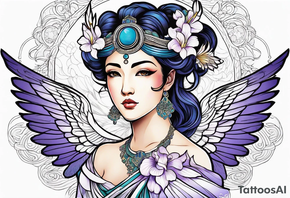 Greek goddess iris with wings tattoo idea