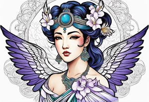 Greek goddess iris with wings tattoo idea