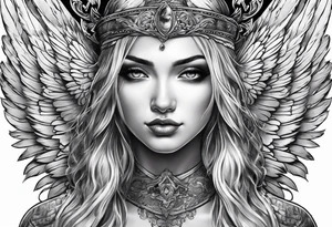 Angel with big boobs tattoo idea