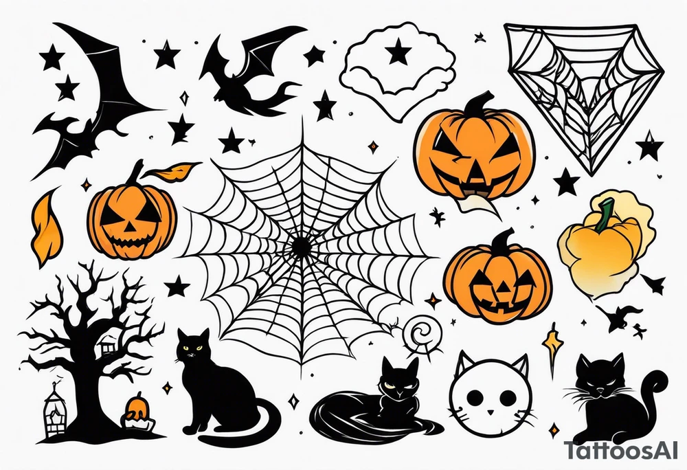 Halloween themed flash sheets tattoo idea