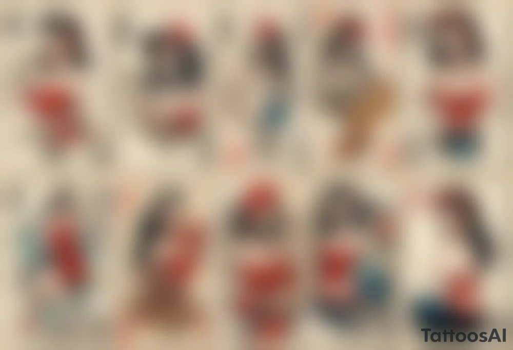 pinup girl, playing cards, traditional flash, 8ball, skull, dice tattoo idea