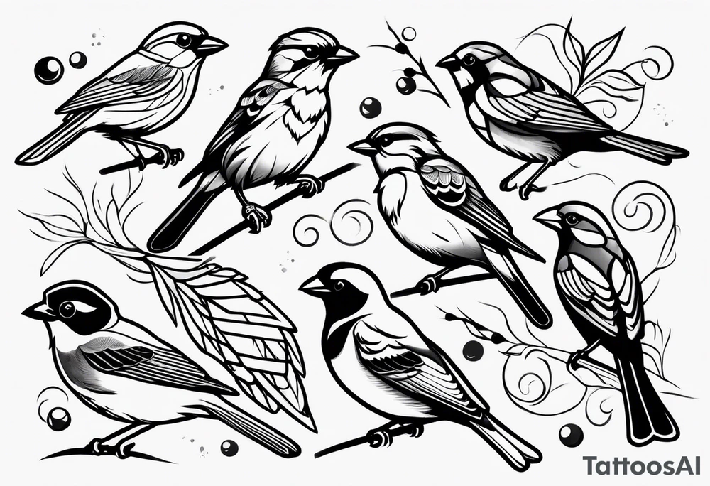 Variety of sparrows style flash sheet tattoo idea