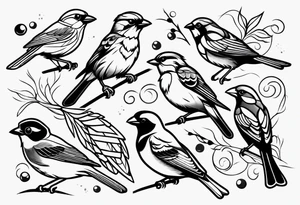 Variety of sparrows style flash sheet tattoo idea