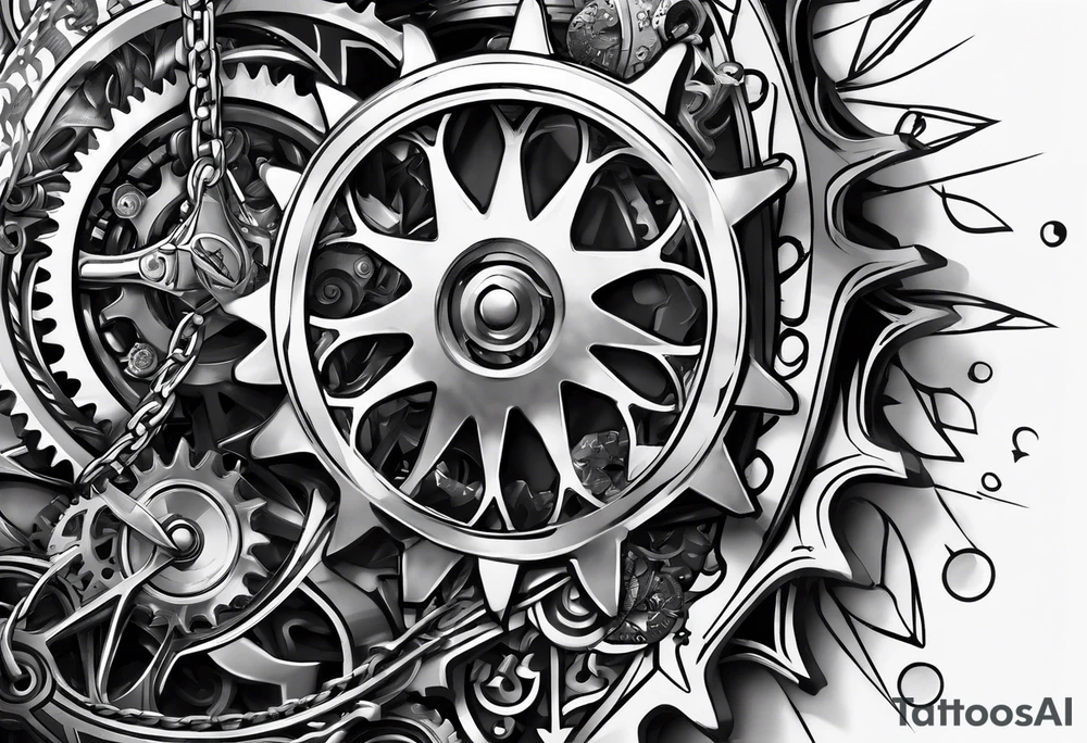 bicycle gear and chain as watch around wrist tattoo idea