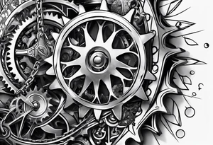 bicycle gear and chain as watch around wrist tattoo idea