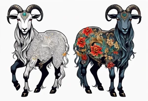 zodiac goat standing in two legs tattoo idea