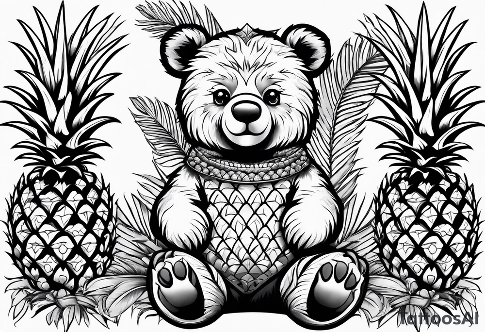 Cute pineapple bear tattoo idea