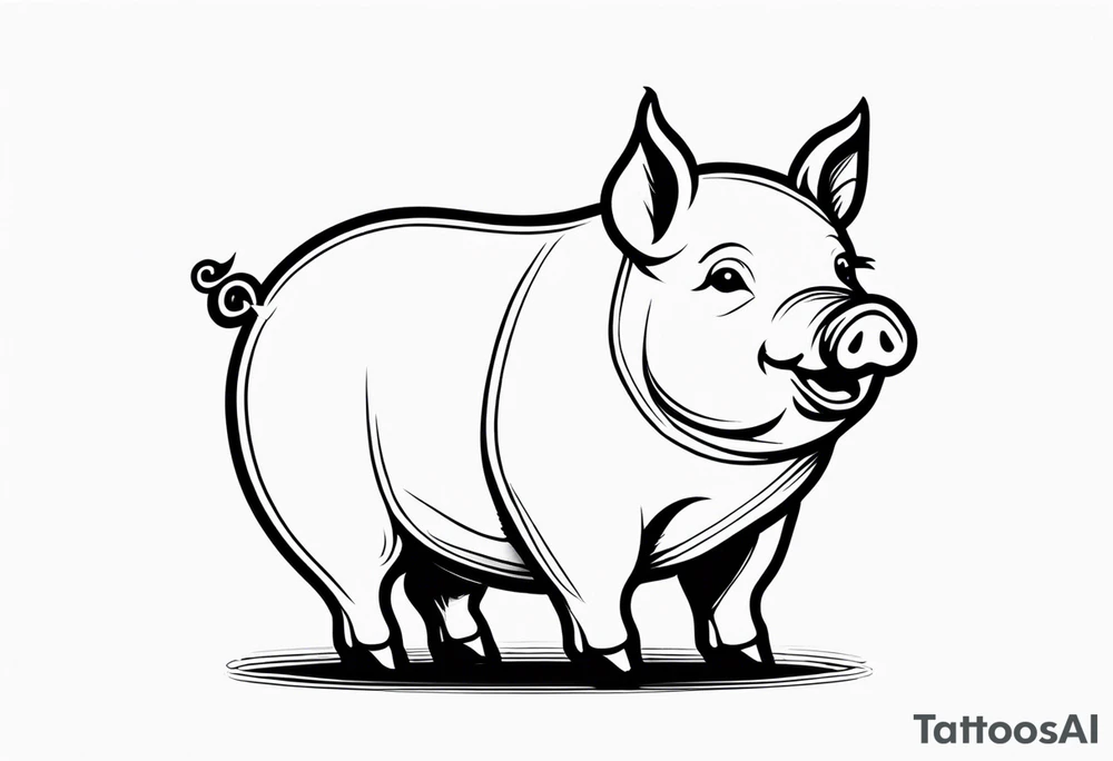 cute pig or piglet that contains text: "friends not food"
only very thin lines. no shading. black and white only tattoo idea