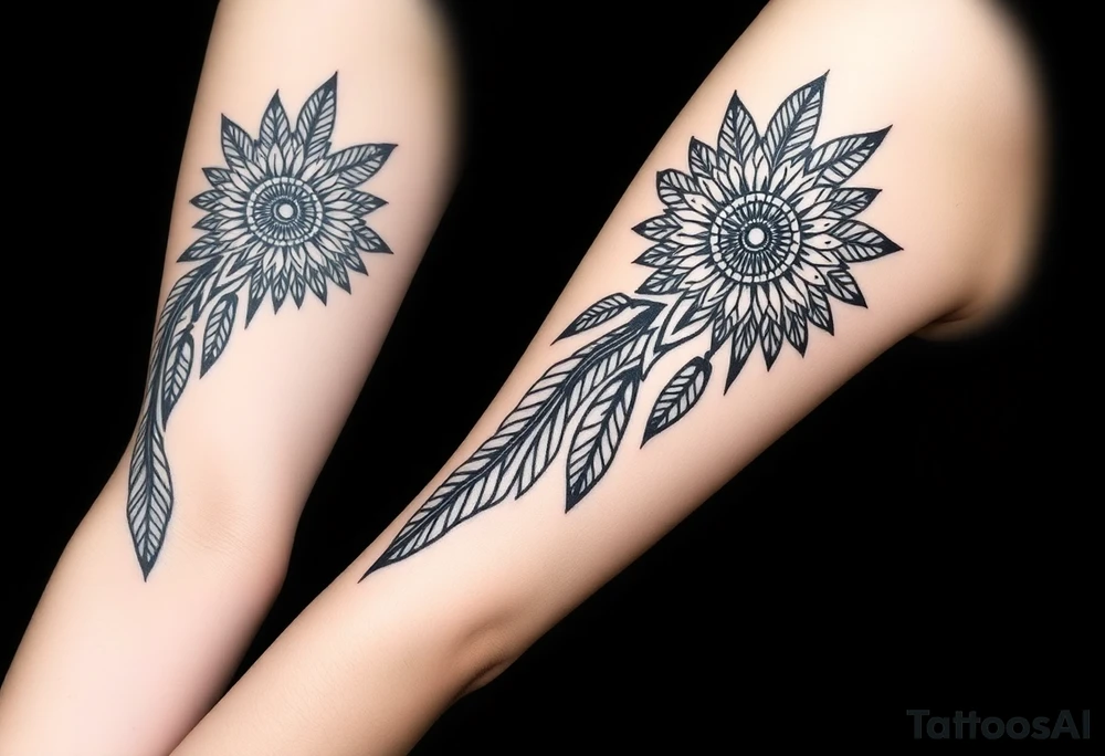 spiritual feather indian mandala shaman tattoo idea
