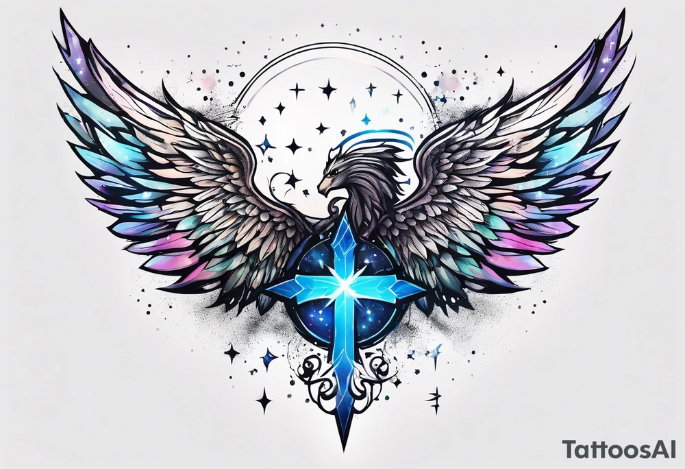 Constellation, Angel wing , animal  snow , cross tattoo idea
