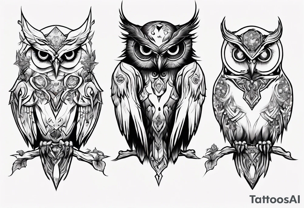 The Demon Owl Stolas, a Prince of Hell who is obsessed with gems, knowledge of astrology and poisonous plants. tattoo idea