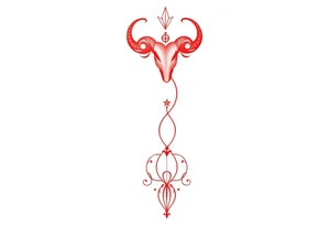 Tattoo that combines the star sign Taurus and Libra ,in red , down the spine tattoo idea