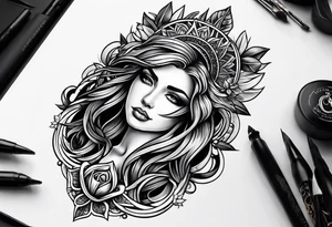 emblem long swork and a scale tattoo idea