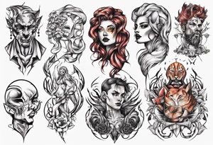 men women morph tattoo idea