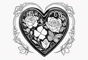 necklace heart locket with two couple inside tattoo idea